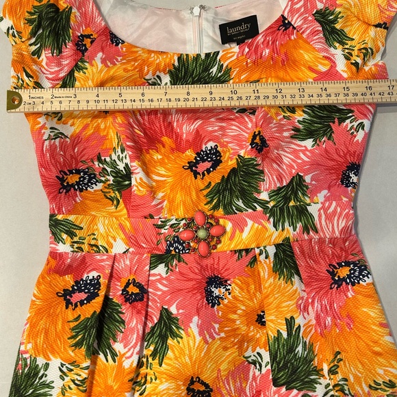 Laundry by Shelli Segal Orange Pink Floral Cap Sleeve Cocktail‎ Dress Sz 2 - Picture 9 of 12